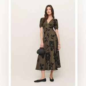 Reformation Black and Brown Floral Maxi Dress